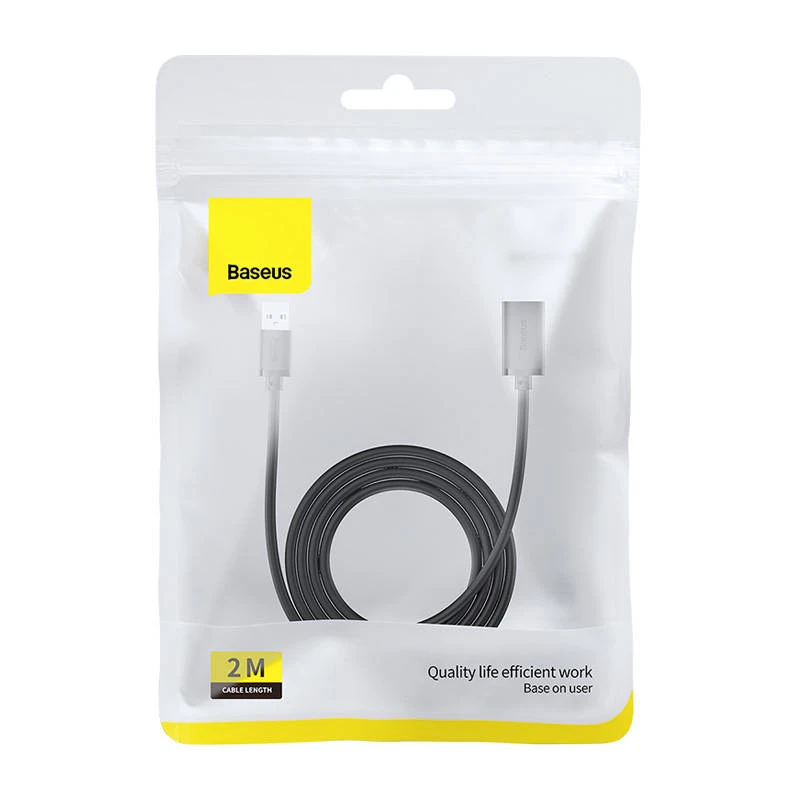 USB 3.0 prailginimo kabelis Baseus vyris į moterišką, AirJoy serija, 2m (juodas)