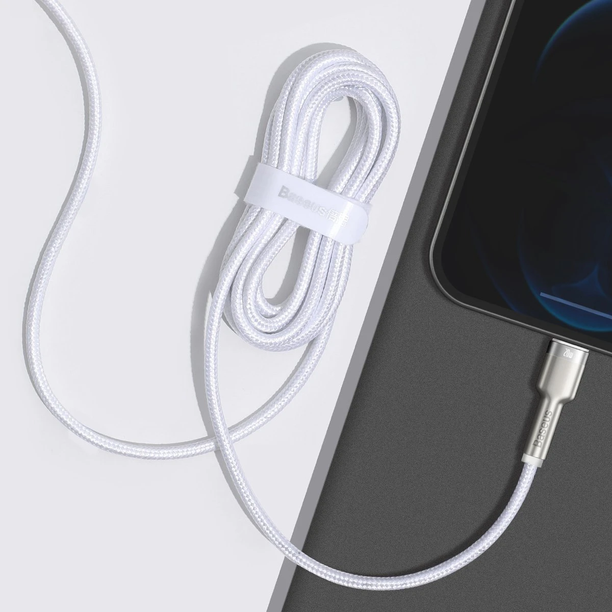 Baseus Cafule USB-C į Lightning kabelis PD 20W 2m - Baltas