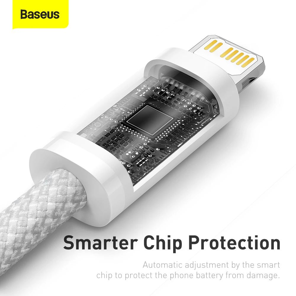 USB kabelis Baseus Dynamic iš Type-C į Lightning 20W 2.0m baltas CALD000102