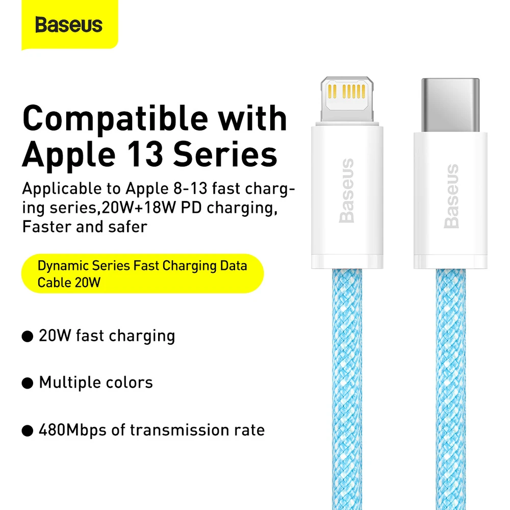 Baseus Dynamic Series USB-C - Lightning kabelis 20W 1m – Mėlynas