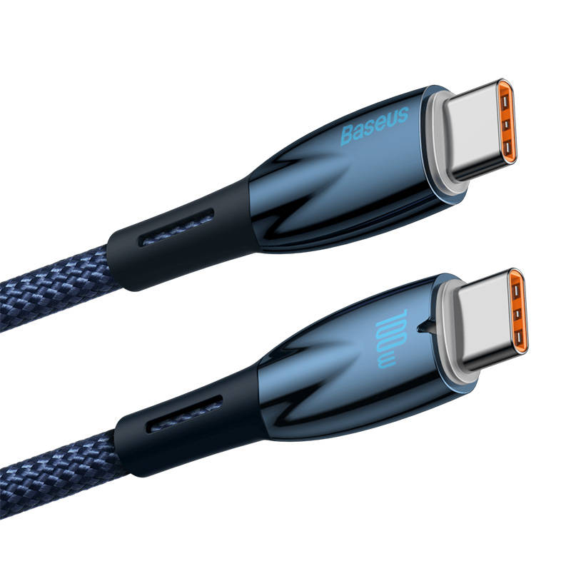 Baseus Glimmer USB-C - USB-C kroviklis, 100W, 2m (kék)