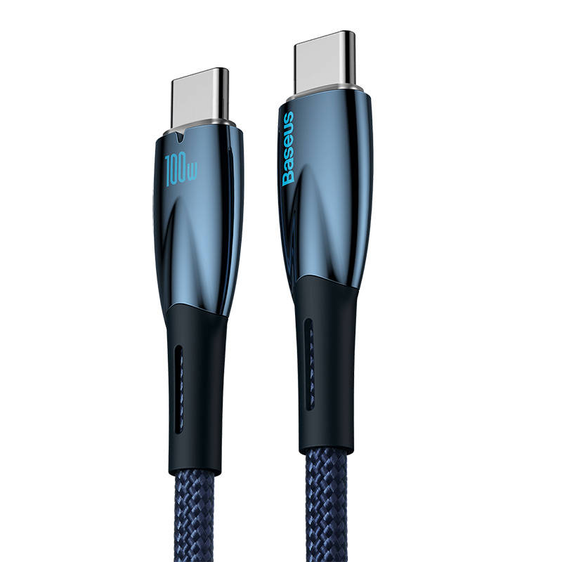 Baseus Glimmer USB-C - USB-C kroviklis, 100W, 2m (kék)