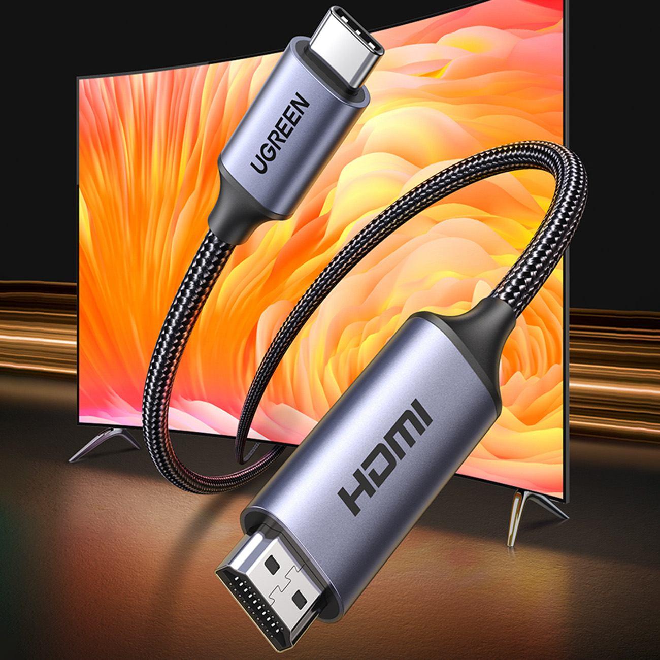 USB C – HDMI 2.1 8K 60 Hz kabelis 1,5 m Ugreen CM565 – pilkas