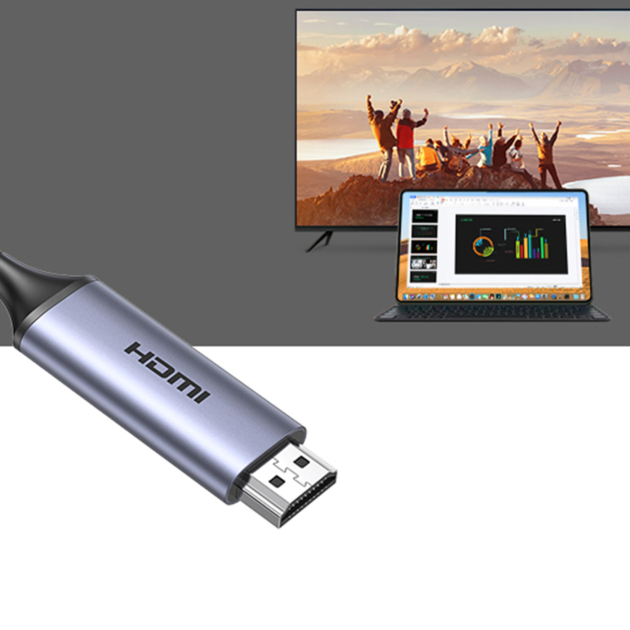 USB C – HDMI 2.1 8K 60 Hz kabelis 1,5 m Ugreen CM565 – pilkas