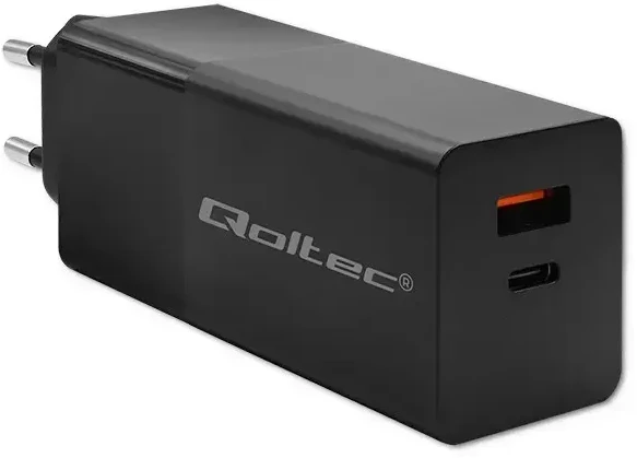 Įkroviklis - Qoltec 52382 GaN 100W PD USB Type-C ir A Juodas