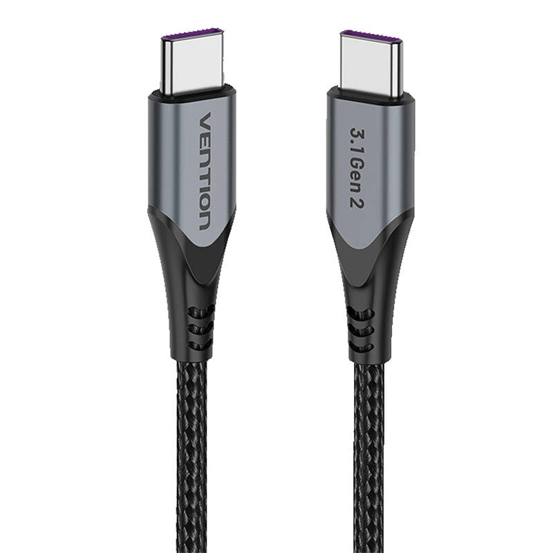 USB-C į USB-C 100 W Vention TAHHD 5A 0.5m USB 3.1 Gen2 4K laidas (pilkas)