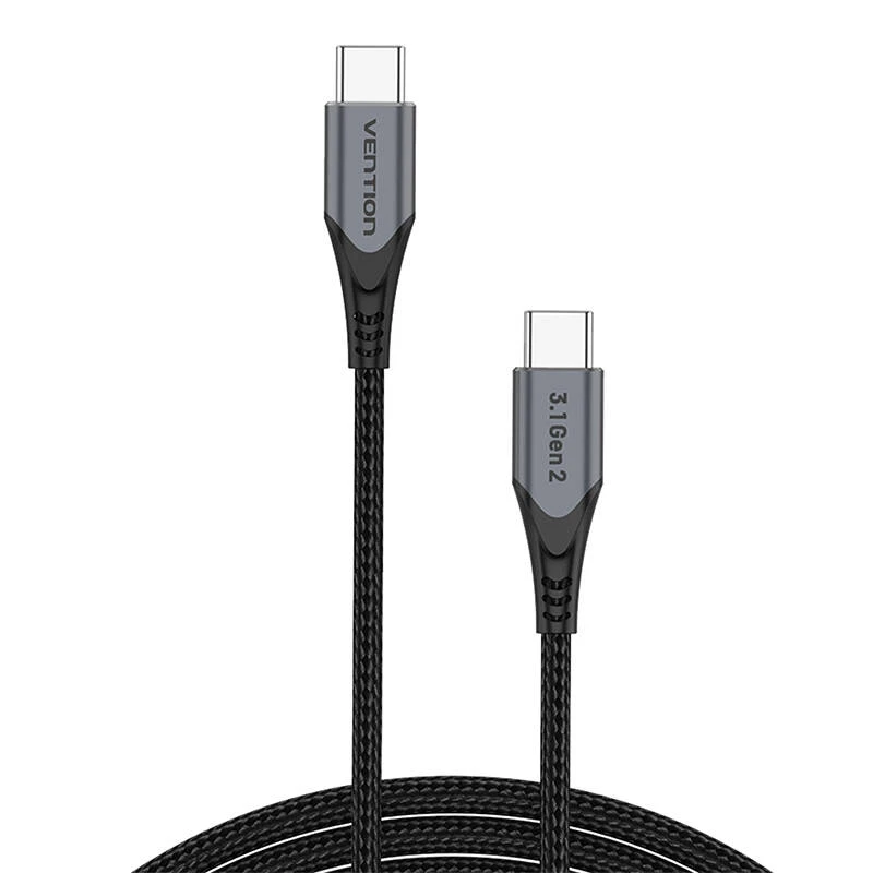 USB-C į USB-C 100 W Vention TAHHD 5A 0.5m USB 3.1 Gen2 4K laidas (pilkas)