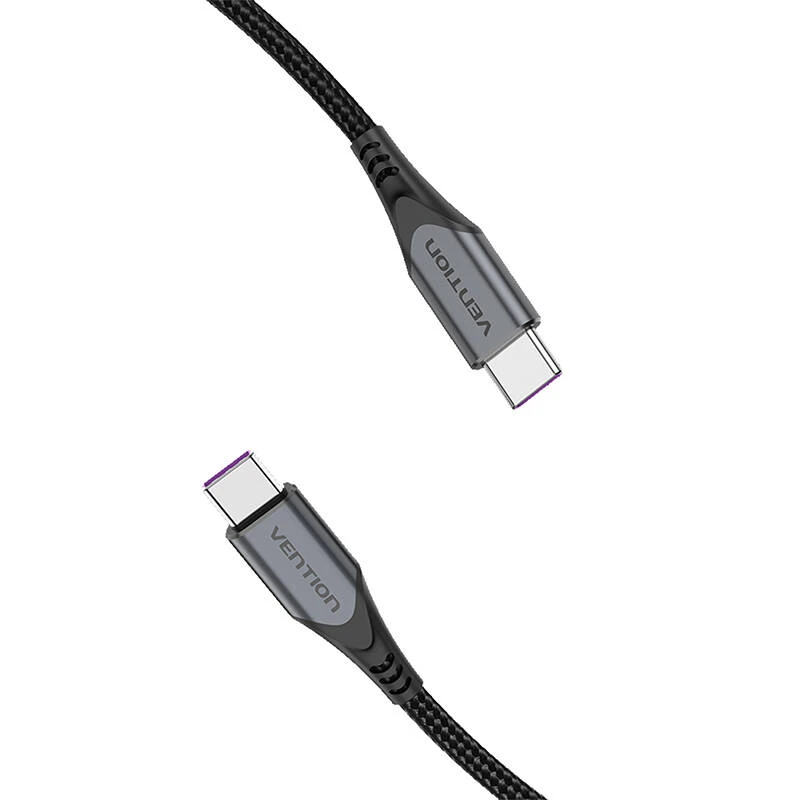 USB-C į USB-C 100 W Vention TAHHD 5A 0.5m USB 3.1 Gen2 4K laidas (pilkas)
