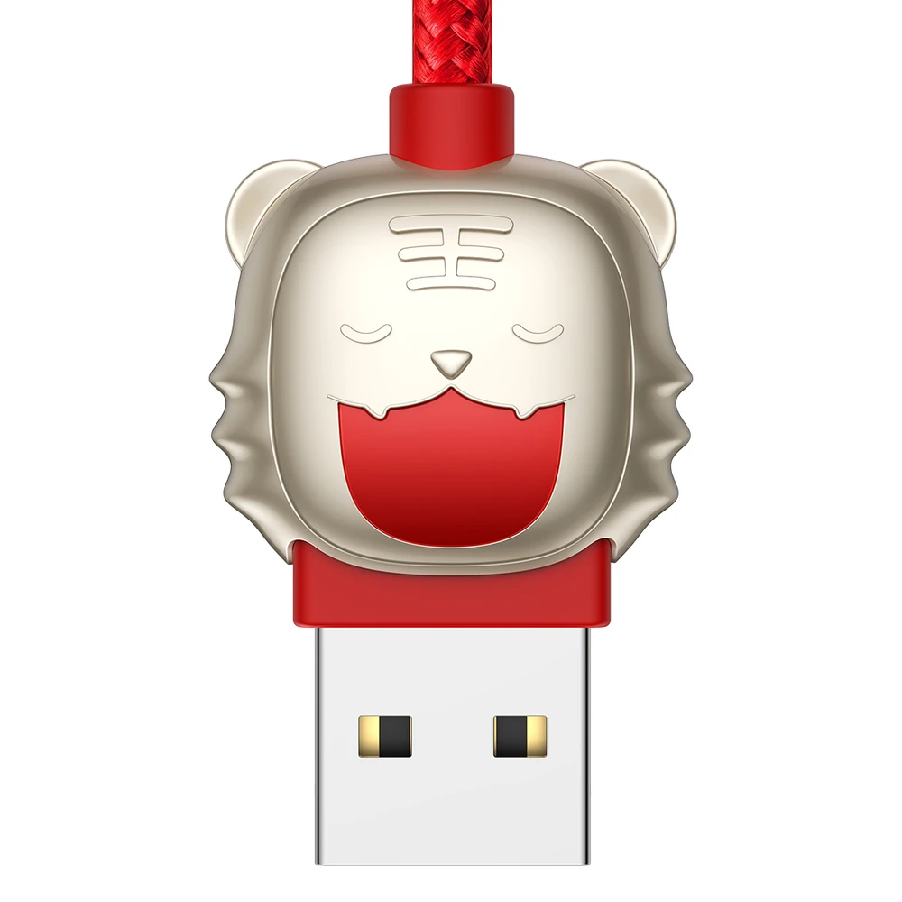 Baseus kabelis Year of the Tiger 3 in 1 – USB į Type C, Lightning, Micro USB – 3,5A 1,2 metras (CASX010009) raudonos spalvos
