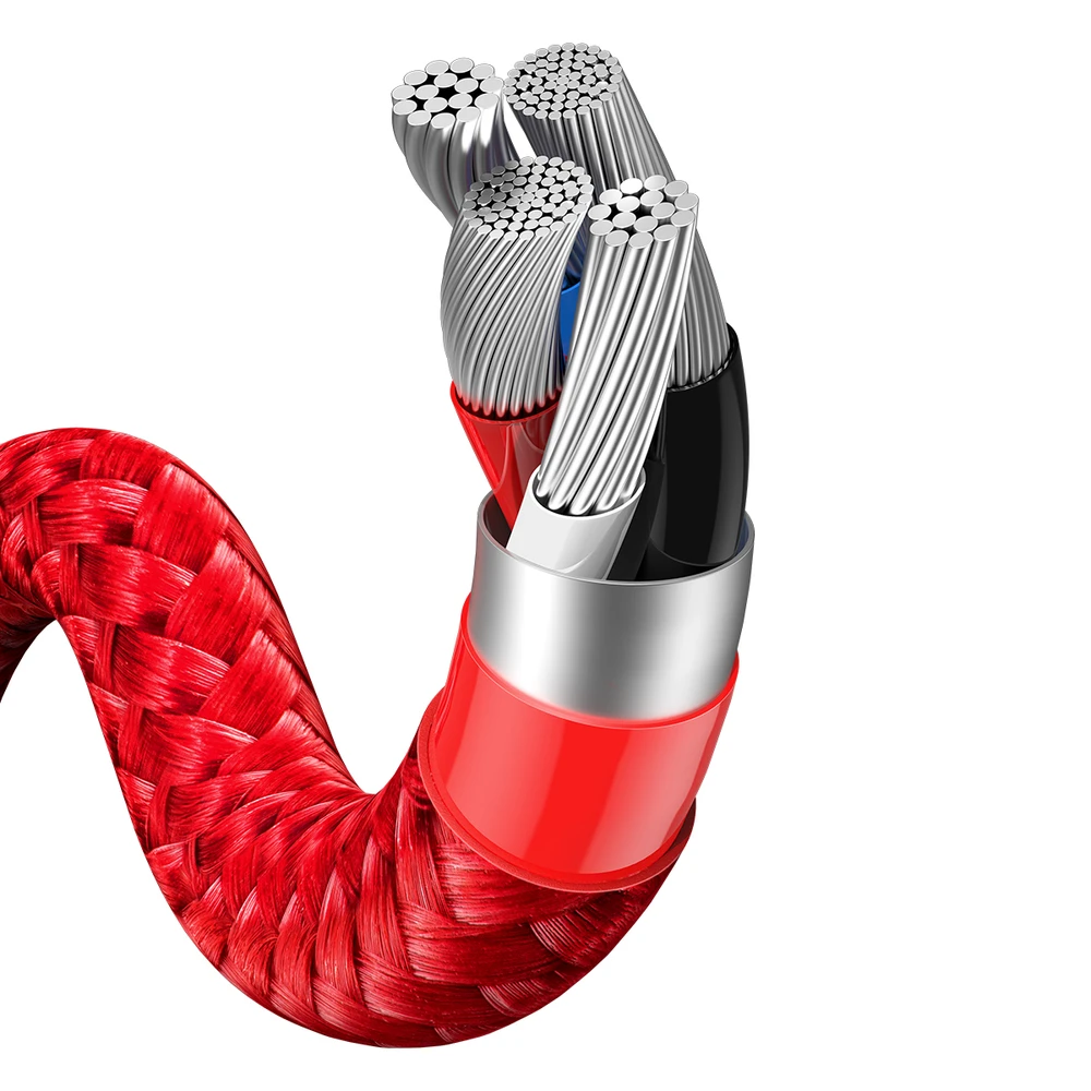 Baseus kabelis Year of the Tiger 3 in 1 – USB į Type C, Lightning, Micro USB – 3,5A 1,2 metras (CASX010009) raudonos spalvos