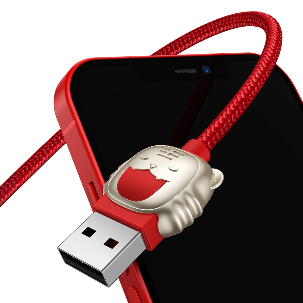 Baseus kabelis Year of the Tiger 3 in 1 – USB į Type C, Lightning, Micro USB – 3,5A 1,2 metras (CASX010009) raudonos spalvos