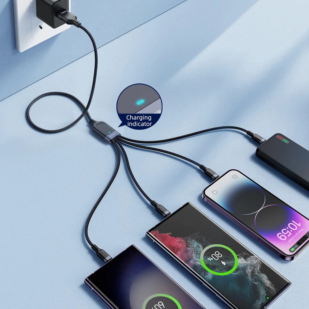 USB kabelis Joyroom S-1T4018A18, 4 in 1, 3.5A / Kabelis 1.2 m (juodas)