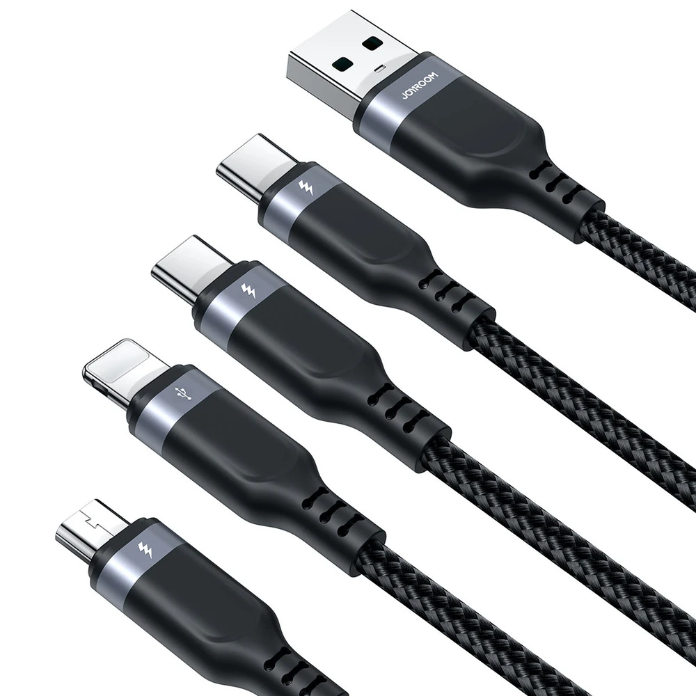 USB kabelis Joyroom S-1T4018A18, 4 in 1, 3.5A / Kabelis 1.2 m (juodas)
