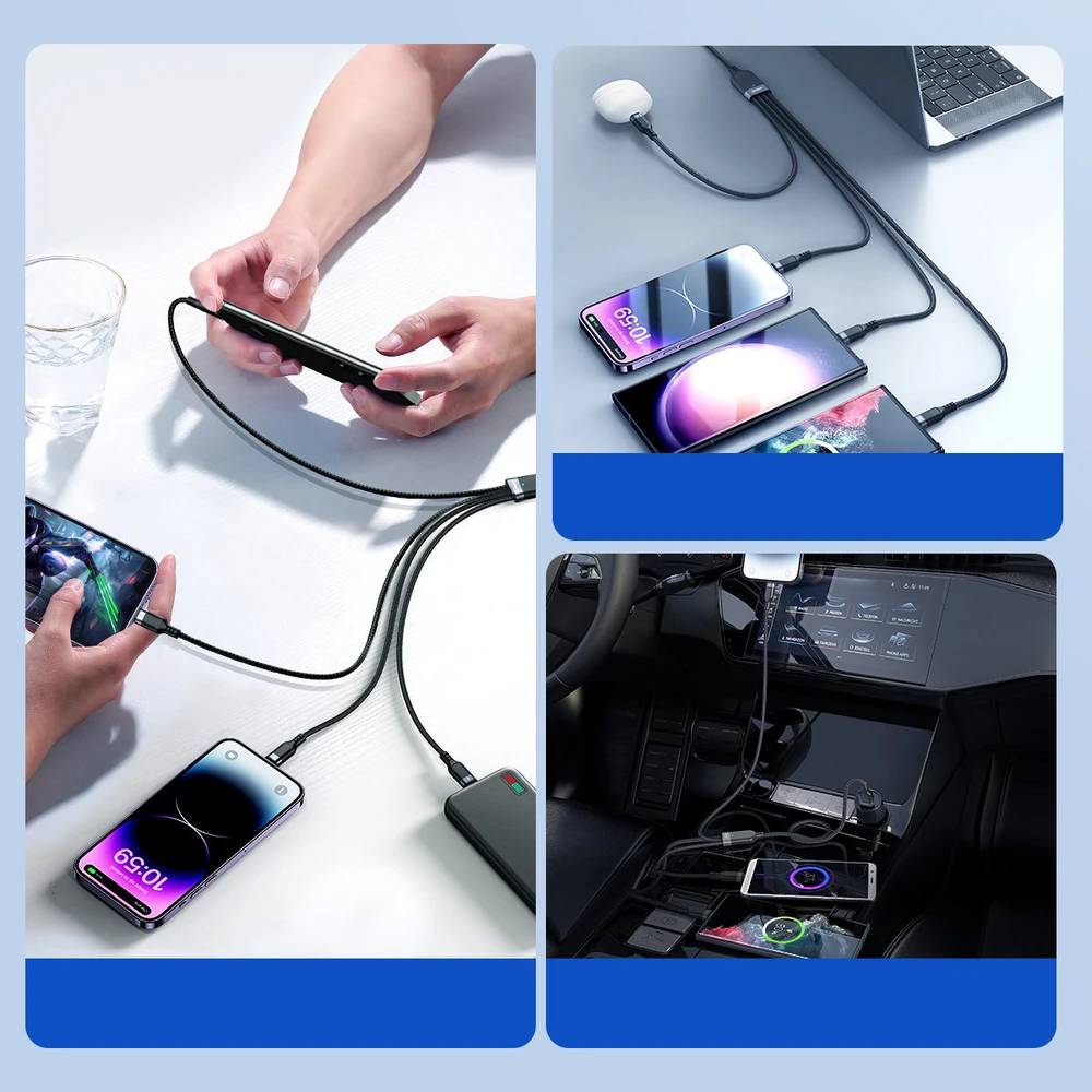 USB kabelis Joyroom S-1T4018A18, 4 in 1, 3.5A / Kabelis 1.2 m (juodas)