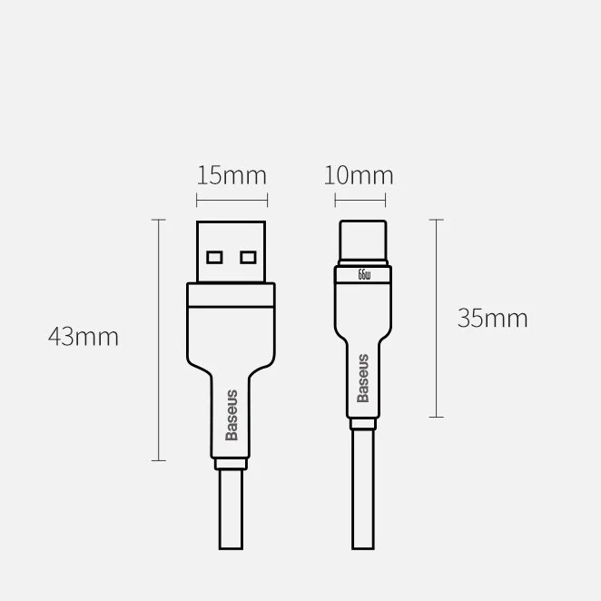 Kabelis USB A - USB C, 1.0m 66W (netinka iPhone 15 įkrovimui) Cafule BASEUS