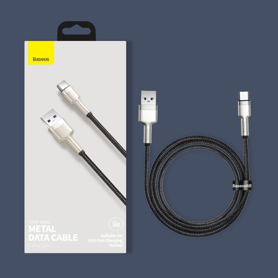 Kabelis USB A - USB C, 1.0m 66W (netinka iPhone 15 įkrovimui) Cafule BASEUS
