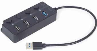GEMBIRD 4-port USB HUB 1 x USB 3.1 + 3 x USB 2.0 juodas