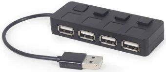 GEMBIRD USB 2.0 4 prievadų šakotuvas su jungikliais juodas