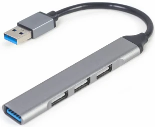 GEMBIRD 4-port USB HUB USB3 x 1 port USB2 x 3 jungtys sidabrinis