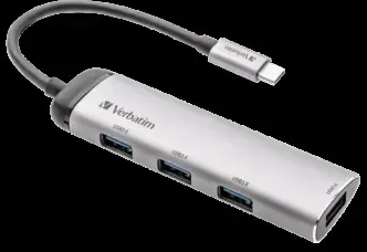 Verbatim Adapteris Hub USB-C - 4xUSB-A 3.2 pilkos spalvos 49147