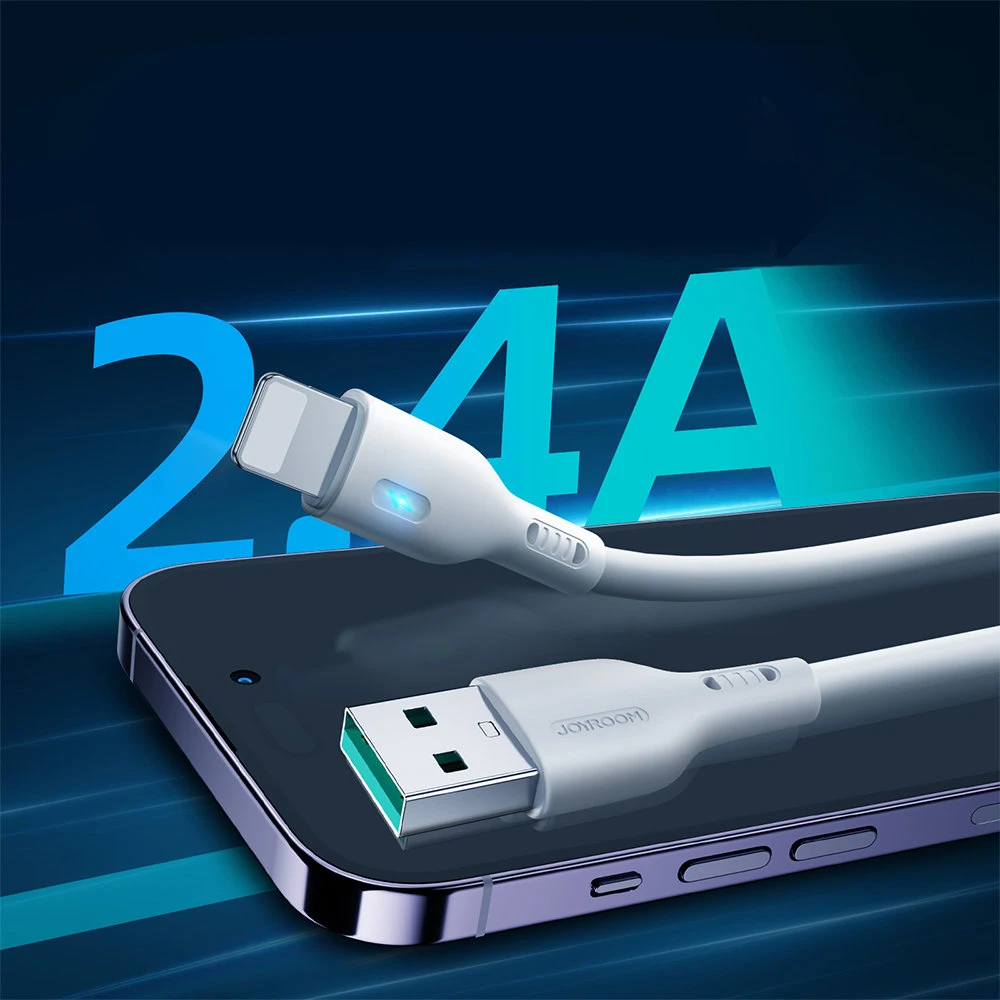 „Joyroom“ USB – „Lightning“ duomenų kabelis, 2.4A, 480Mb/s, 1.2m, Baltas (S-UL012A13)