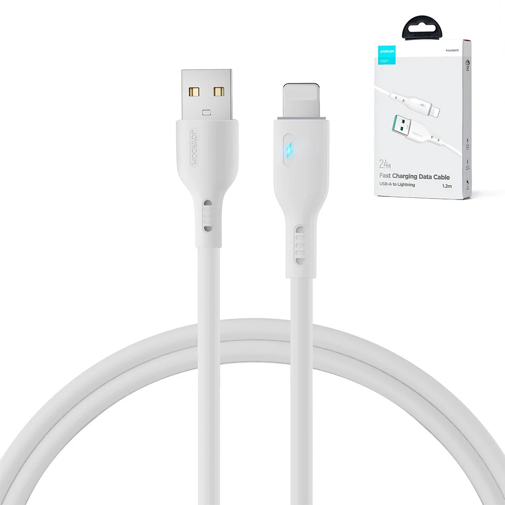 „Joyroom“ USB – „Lightning“ duomenų kabelis, 2.4A, 480Mb/s, 1.2m, Baltas (S-UL012A13)