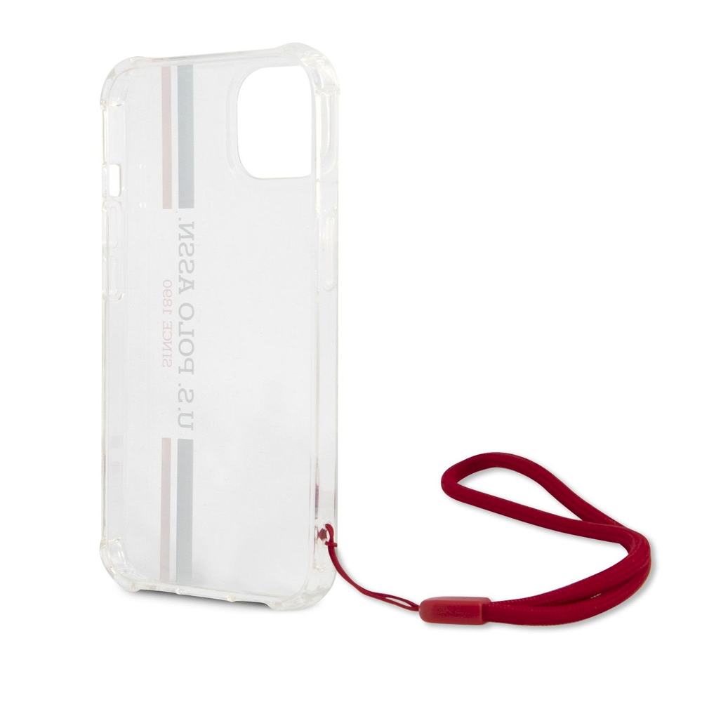 USHCP13MKSTTR U.S. Polo PC|TPU vertikalių dryžių dėklas iPhone 13 permatomas