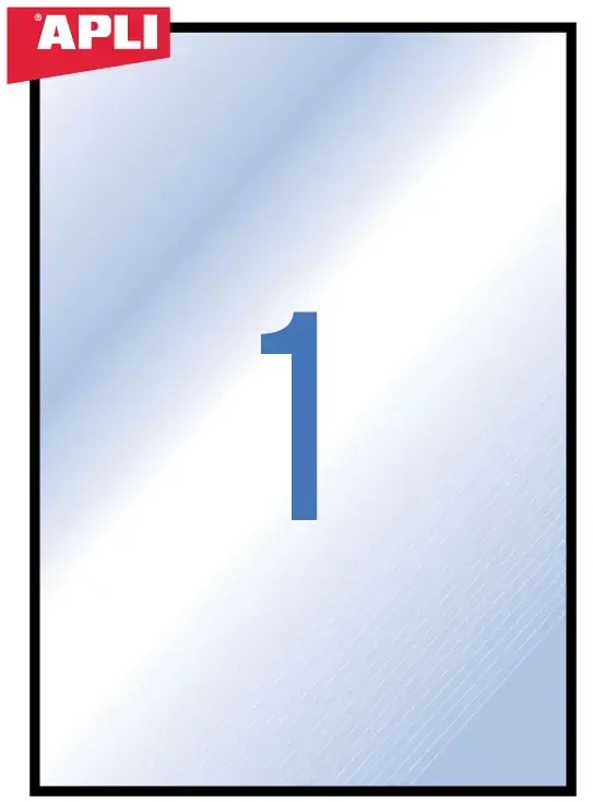 Lipnios etiketės Apli, A4, matinės skaidrios, atsparios aplinkos poveikiui, 210x297 mm, (1) (1) 070
