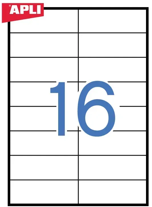 *Lipnios etiketės Apli, A4, 105x37mm, 16 etikečių lape, 100 lapų, baltos spalvos