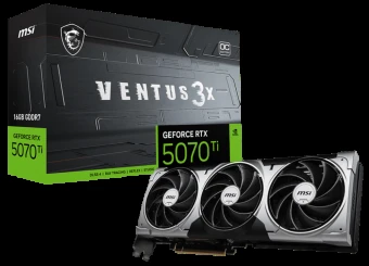 Vaizdo plokštė MSI GeForce RTX 5070 Ti | 16 GB | GDDR7 | 256 bit | PCIE 5.0 16x | Triple slot Fansink | 1xHDMI | 3x DisplayPort