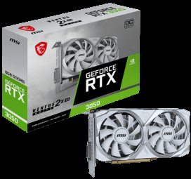 Vaizdo plokštė MSI NVIDIA GeForce RTX 3050, 8 GB, GDDR6, 128 bit, Balta