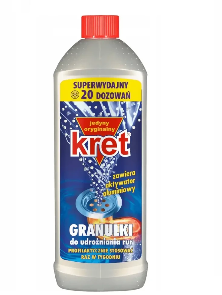 Kanalizacijos vamzdžių valymo priemonė KRET, granulės, 800g