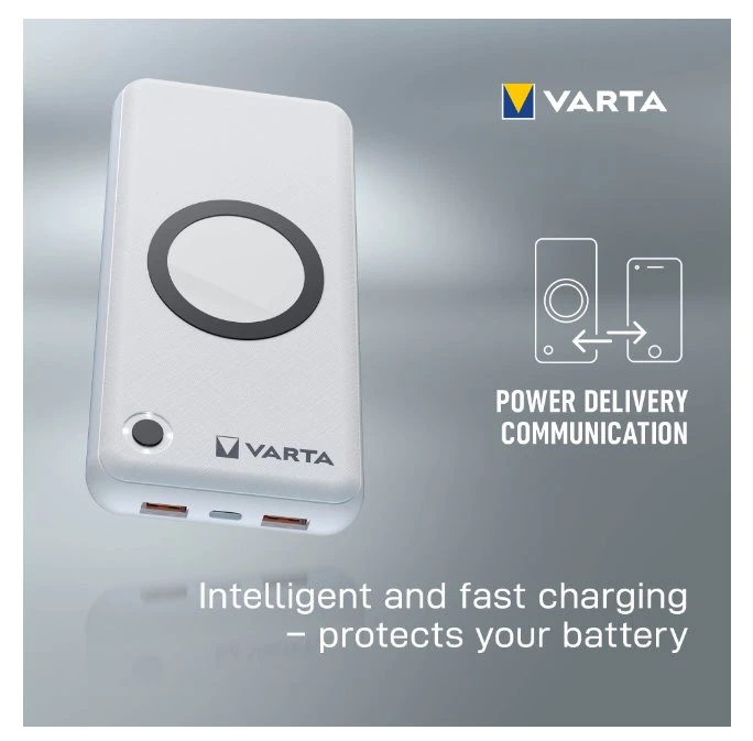 Varta 57909 101 111 nešiojamasis įkroviklis Ličio polimeras (LiPo) 20000 mAh Belaidis įkrovimas Balta