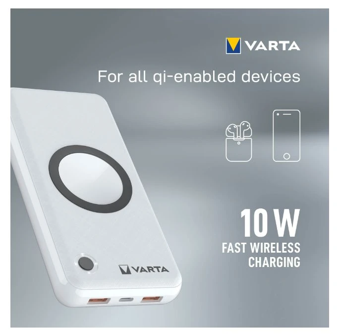 Varta 57909 101 111 nešiojamasis įkroviklis Ličio polimeras (LiPo) 20000 mAh Belaidis įkrovimas Balta