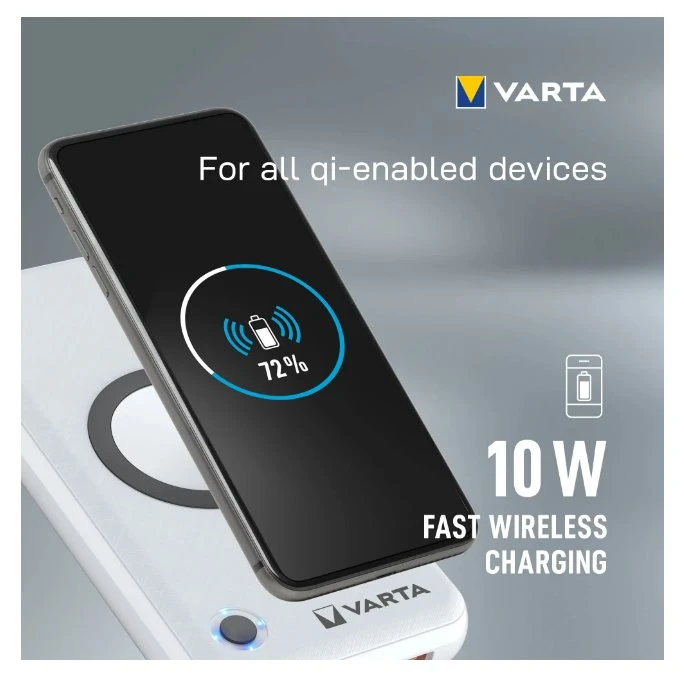 Varta 57909 101 111 nešiojamasis įkroviklis Ličio polimeras (LiPo) 20000 mAh Belaidis įkrovimas Balta