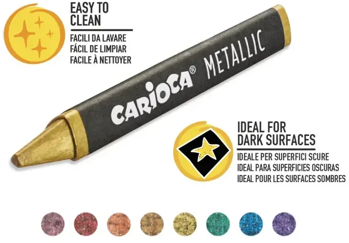 Vaškinės kreidelės CARIOCA Metallic, 8 vnt.
