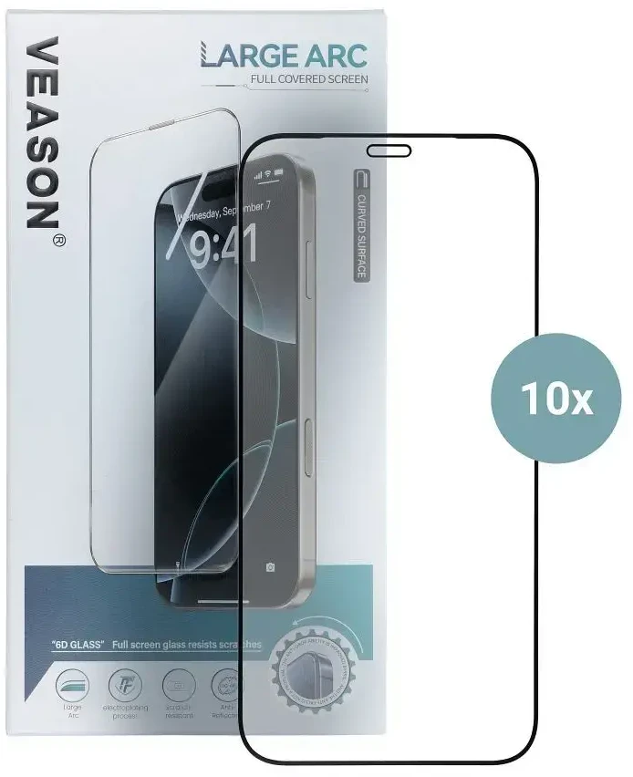 6D Pro Veason Glass (SET 10in1) - for Iphone 17 Air juodas