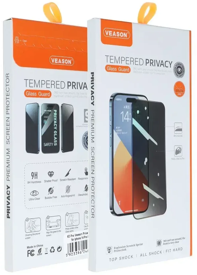 6D Pro Veason Privacy Glass - for Iphone X / XS / 11 Pro juodas