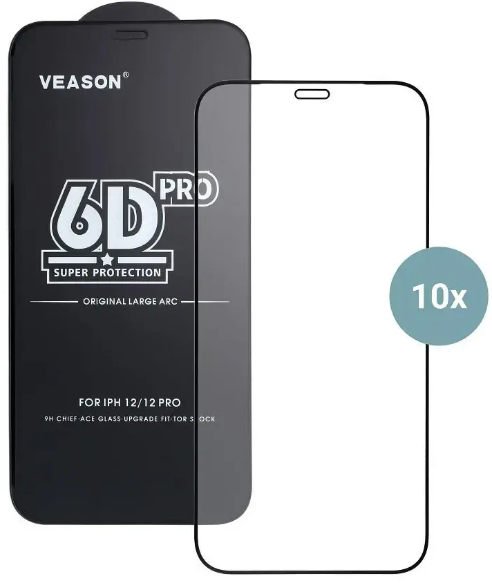 6D Veason Pro Glass (SET 10in1) - for Iphone 13 juodas
