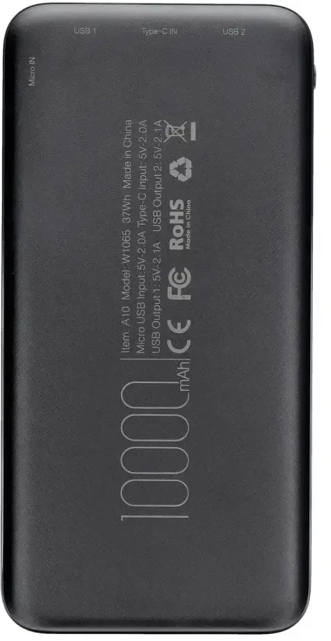 Powerbank Veger A10 (W1065) 2A 10000 mAh juodas