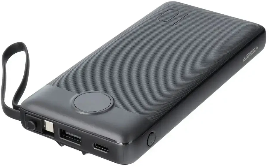 Išorinė baterija POWER BANK VEGER C10 10000mAh (USB,USB-A,Type-C,MicroUSB,lightning) juoda