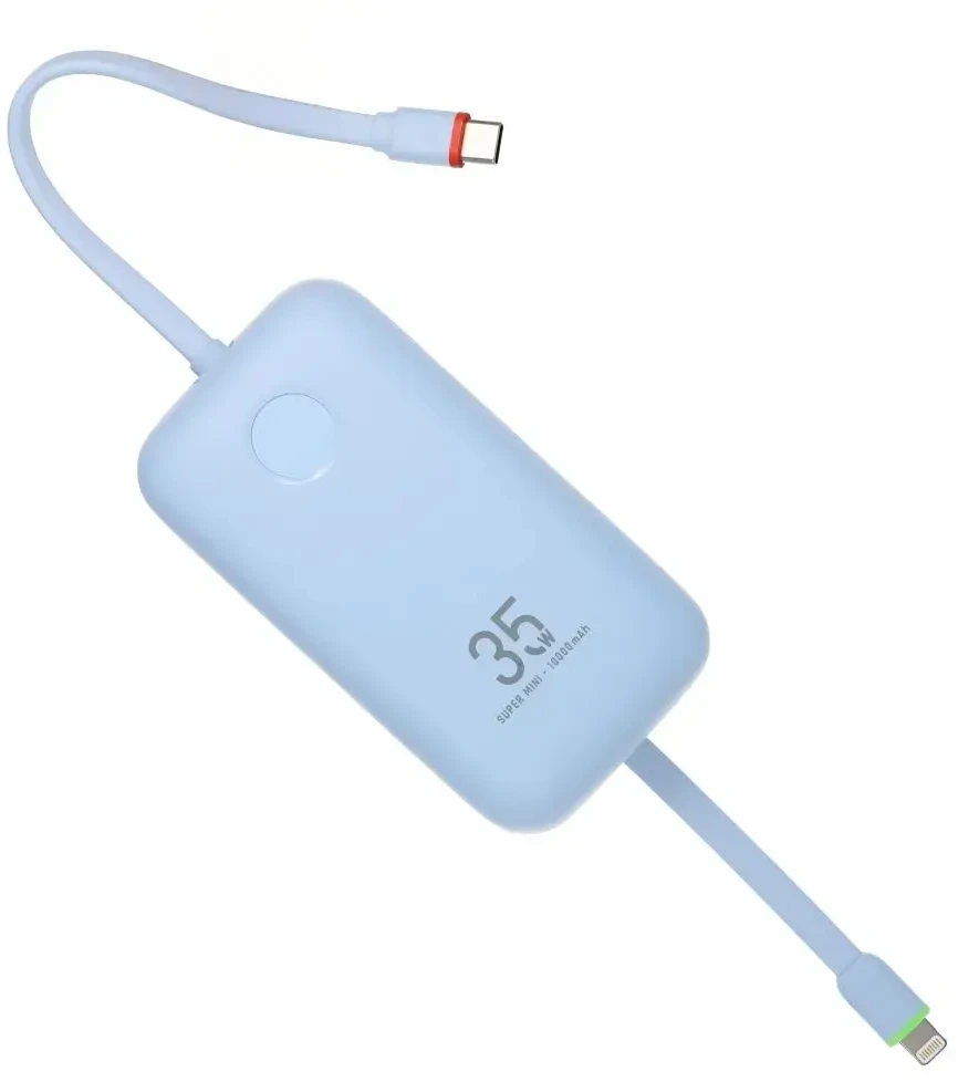 Nešiojamoji baterija Veger K1 (W1188) PD QC3.0 35W 10000 mAh su integruotu USB-C laidu / Lightning mėlynas