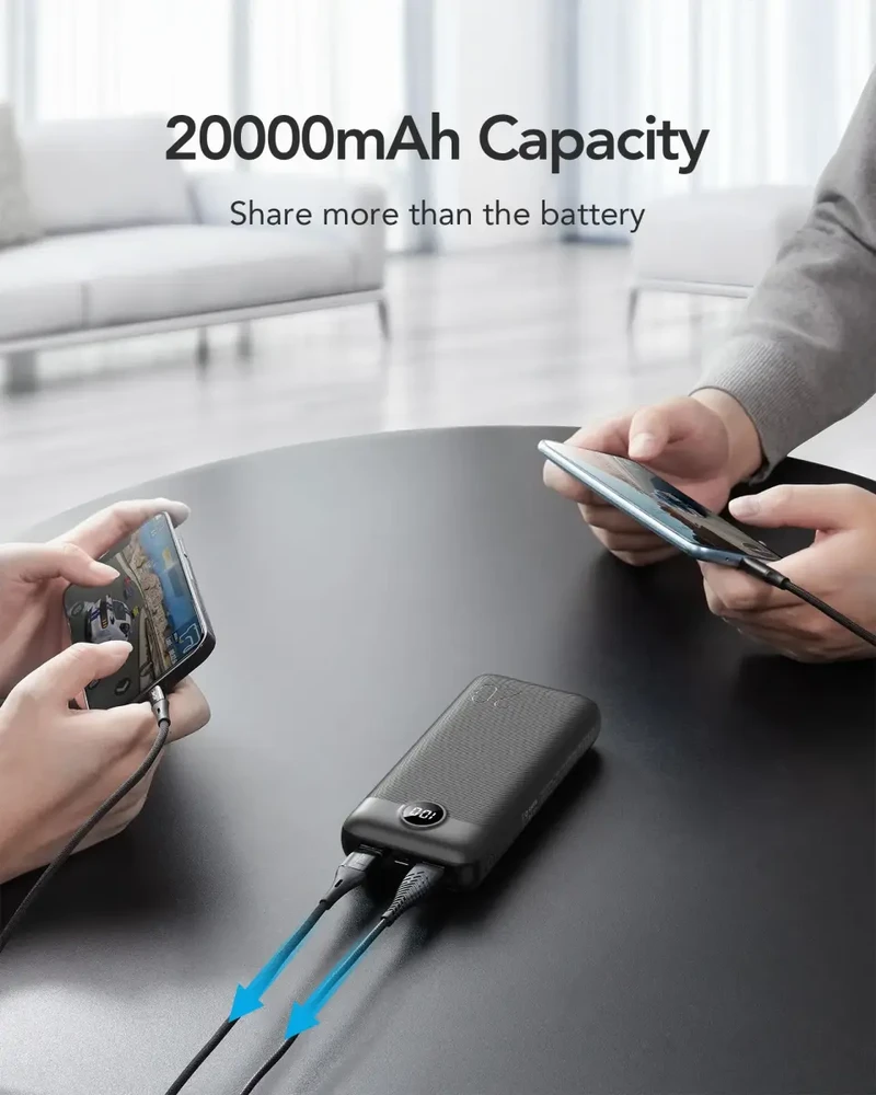 Išorinė baterija POWER BANK VEGER (L20S) 20000mAh (2xUSB; 1xType-C; QC3.0 20W) juoda