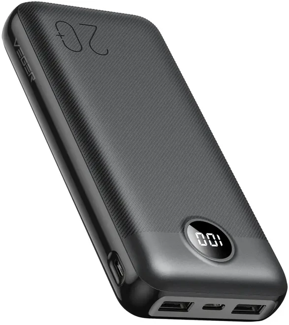 Išorinė baterija POWER BANK VEGER (L20S) 20000mAh (2xUSB; 1xType-C; QC3.0 20W) juoda