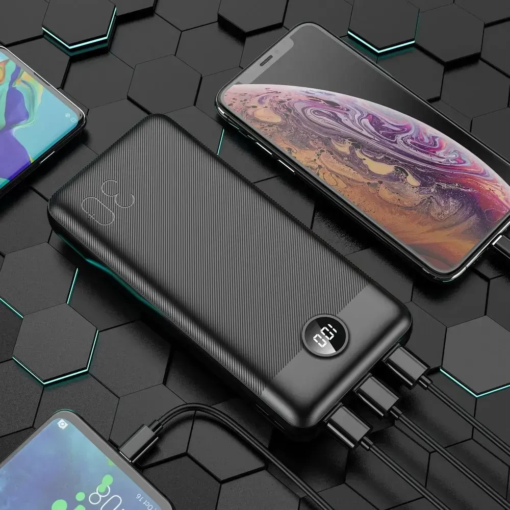 Išorinė baterija POWER BANK VEGER (W3008PD) 30000mAh (3xUSB; 1xType-C; QC3.0 20W) juoda