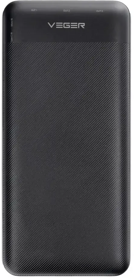 Išorinė baterija POWER BANK VEGER (W3008PD) 30000mAh (3xUSB; 1xType-C; QC3.0 20W) juoda