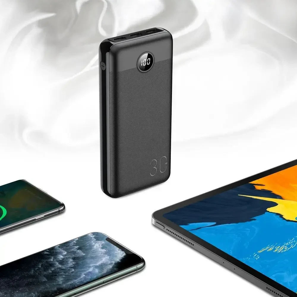Išorinė baterija POWER BANK VEGER (W3008PD) 30000mAh (3xUSB; 1xType-C; QC3.0 20W) juoda