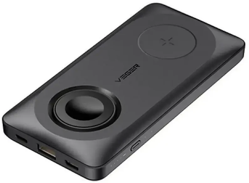 Nešiojamoji baterija, suderinama su „Magsafe Veger MagMulti“ (W1156) PD QC3.0 3A 22,5W 10000 mAh, su belaidžiu įkrovimu, juoda
