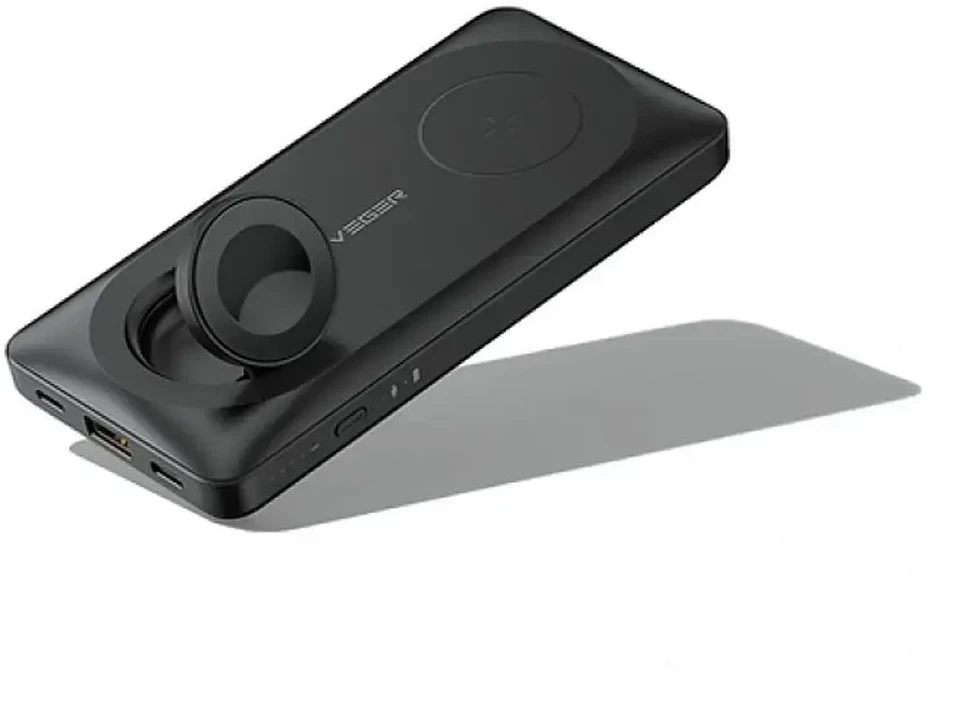 Nešiojamoji baterija, suderinama su „Magsafe Veger MagMulti“ (W1156) PD QC3.0 3A 22,5W 10000 mAh, su belaidžiu įkrovimu, juoda
