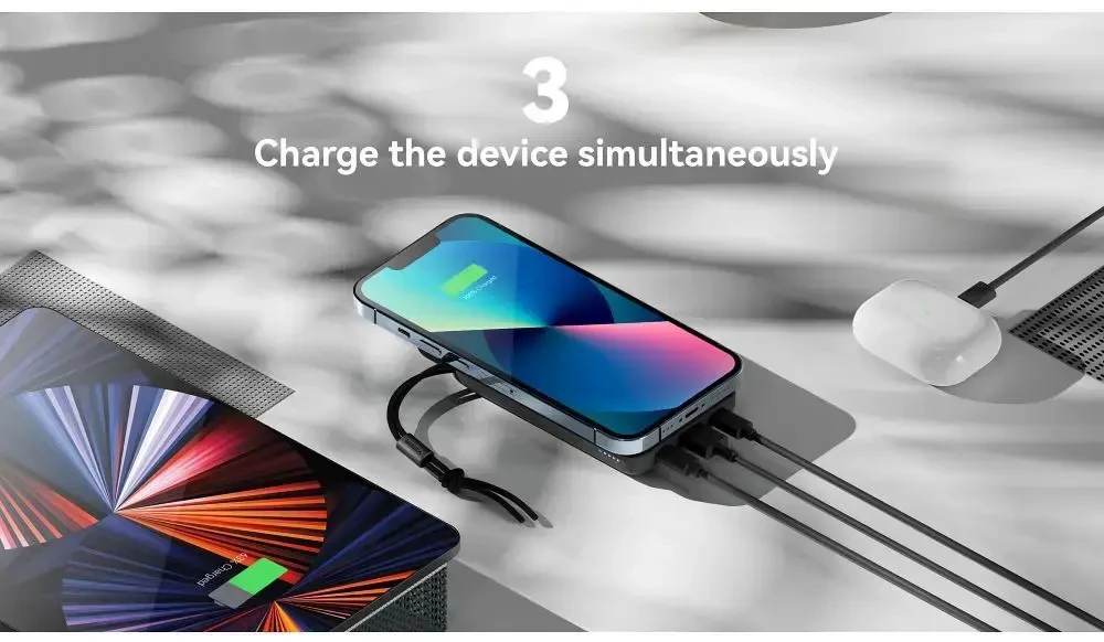 Išorinė baterija POWER BANK VEGER (VP1151) 10000mAh su belaidžiu įkrovikliu (Magsafe 15W) balta